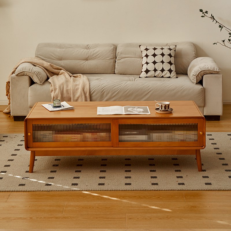 实木茶几客厅茶台小户型茶水桌家用樱桃木色电视柜组合简约茶几桌