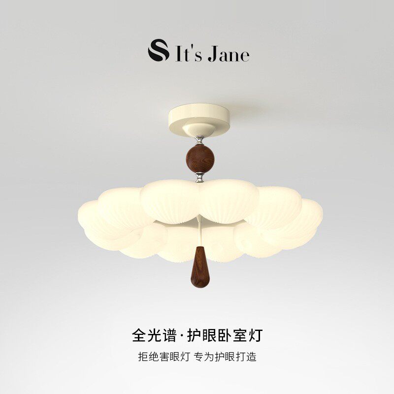 美拉德卧室灯云朵主卧奶油温馨简约美式南瓜灯中古风书房灯吸顶灯