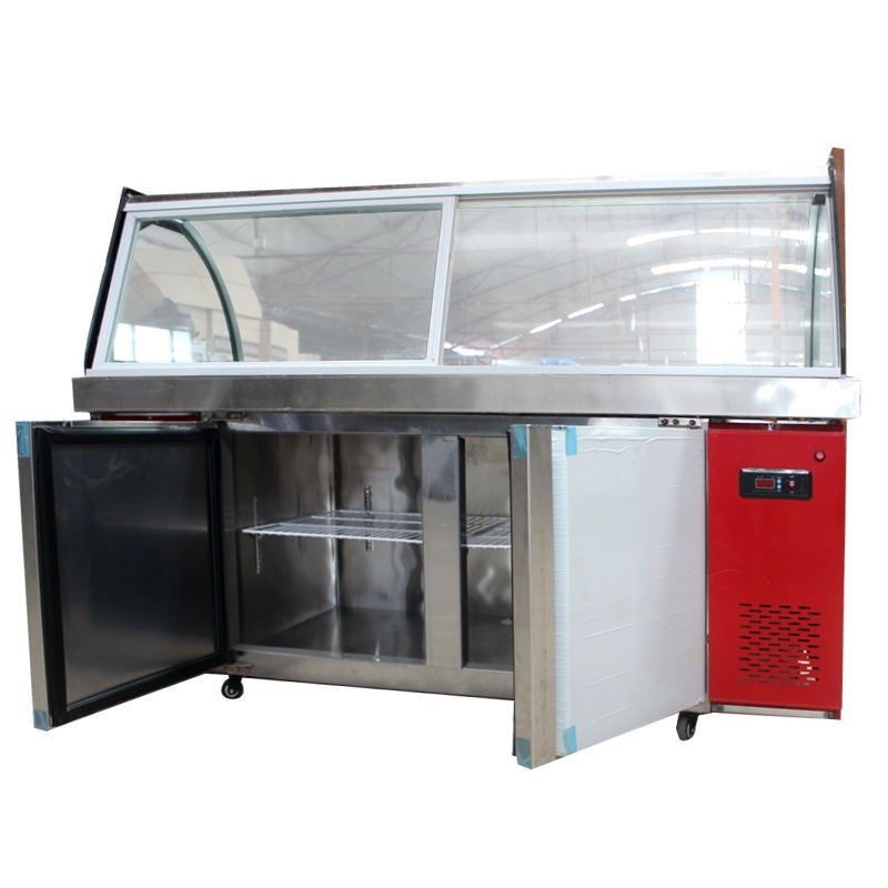 隆冬鸭脖熟食柜凉菜冷藏卤肉弧形玻璃后定制冷冻直冷温展示柜
