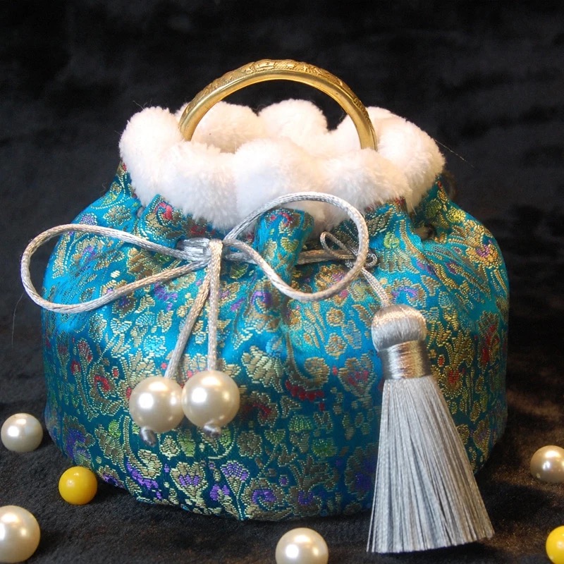 宫廷定制汤婆子布 绸缎提花复古风道具刺绣绣花汉服配饰