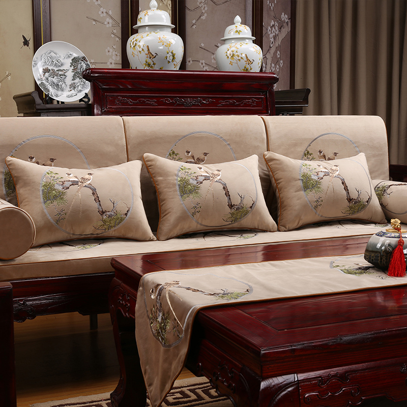 红木沙发垫中式抱枕刺绣花沙发靠背床头靠包古典靠枕腰枕含芯靠垫