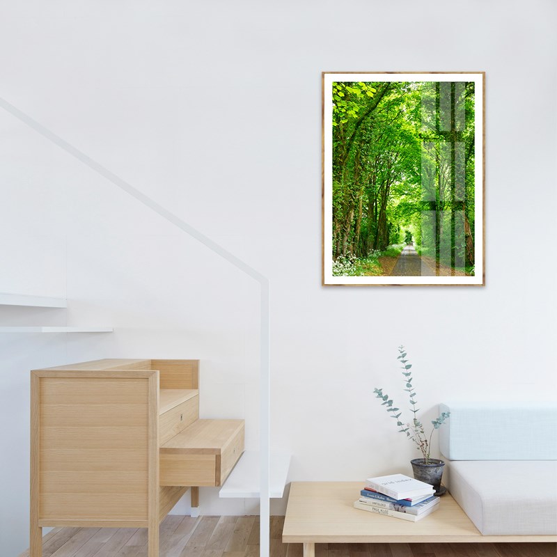 装饰画现代时尚挂画客厅沙发背景墙壁画绿树林风景画竖版有框画