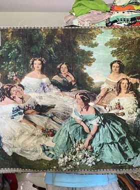 老货intge复古油画风景人物欧洲小镇墙面装饰挂画&仅画布需装裱