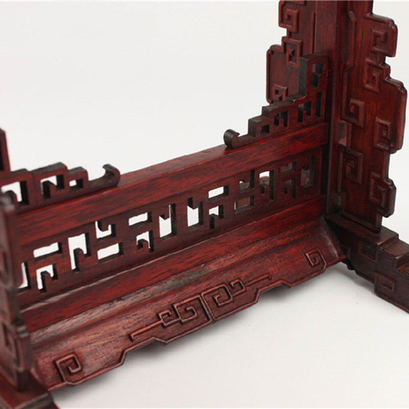 复古实木吊架酸枝吊架回纹首饰架浮雕龙门吊玉架玉器老红木挂玉架
