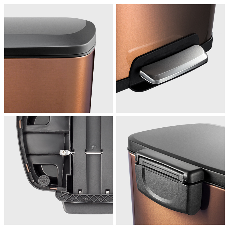 优百纳欧式方形不锈钢垃圾桶客厅卧室卫生间有盖脚踏式分类垃圾桶