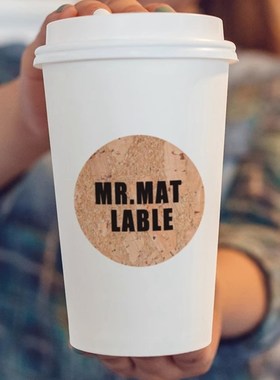 M.MT标签贴纸木质标签贴软木自粘防水干胶贴纸log定制标签贴