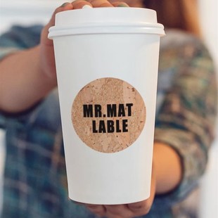 M.MT标签贴纸木质标签贴软木自粘防水干胶贴纸log定制标签贴