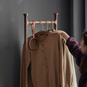 挂衣架落地卧室实木衣架门后藤编脏衣篓衣帽架