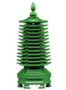 绿色桃木雕刻层文昌塔木质十三层九层文昌塔客厅书桌工艺品