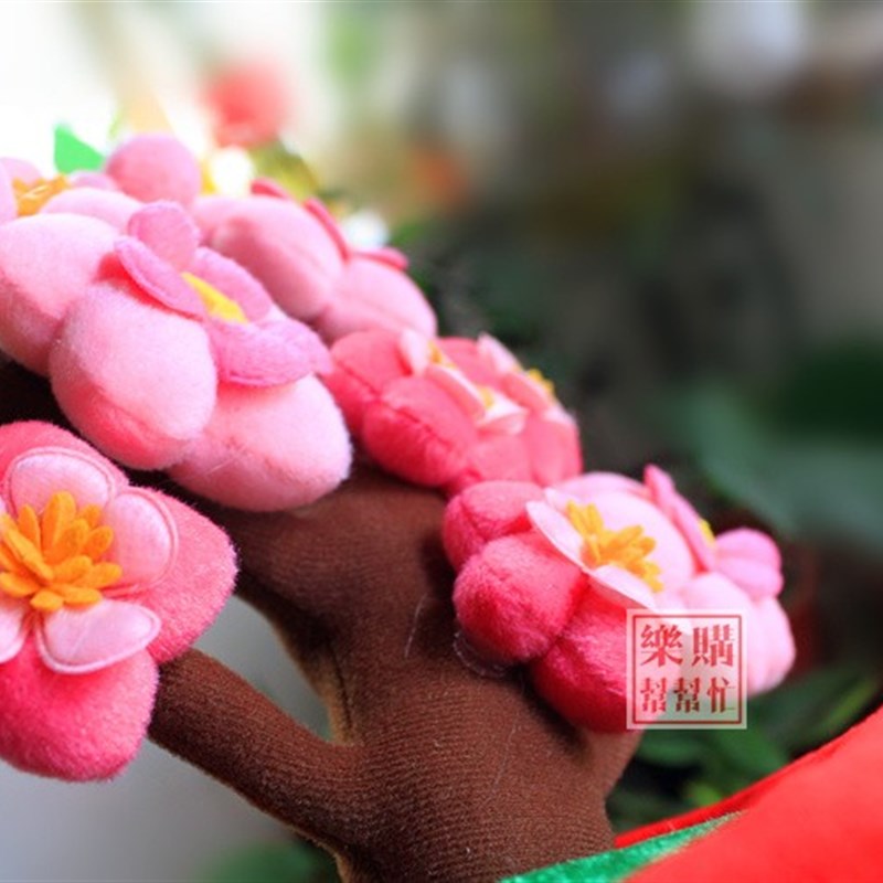 仿真桃花树盆景假桔子室内盆栽盆景布绒桃花树商场客厅装饰假橘子