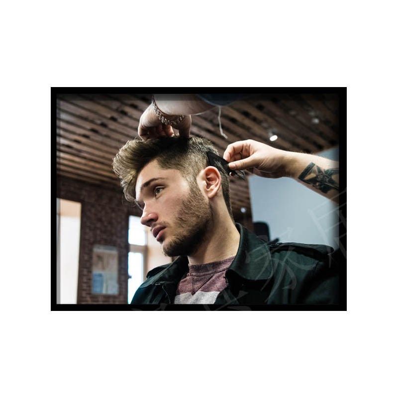 复古男士油头发型装饰画美发店图片海报发廊造型油头馆挂画有框画