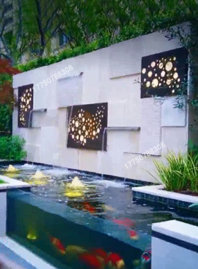 现代水景流水墙水幕墙庭院成品水景欧式流水屏风喷泉水系景观