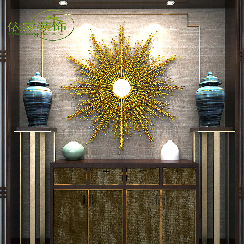 欧式铁艺太阳镜壁饰壁挂客厅酒店创意玄关金属装饰镜家居立体墙饰