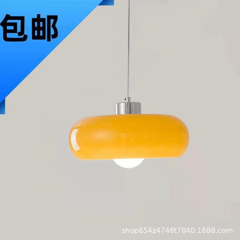 北欧餐厅装饰吊灯个性创意饭厅吧台奶油风格餐桌灯具奶油风玻璃灯