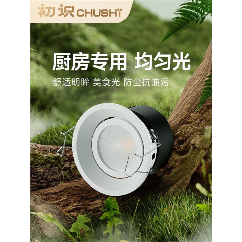 初识照明 厨房筒灯led天花灯嵌入式全光谱防油污餐厅孔灯过道灯具