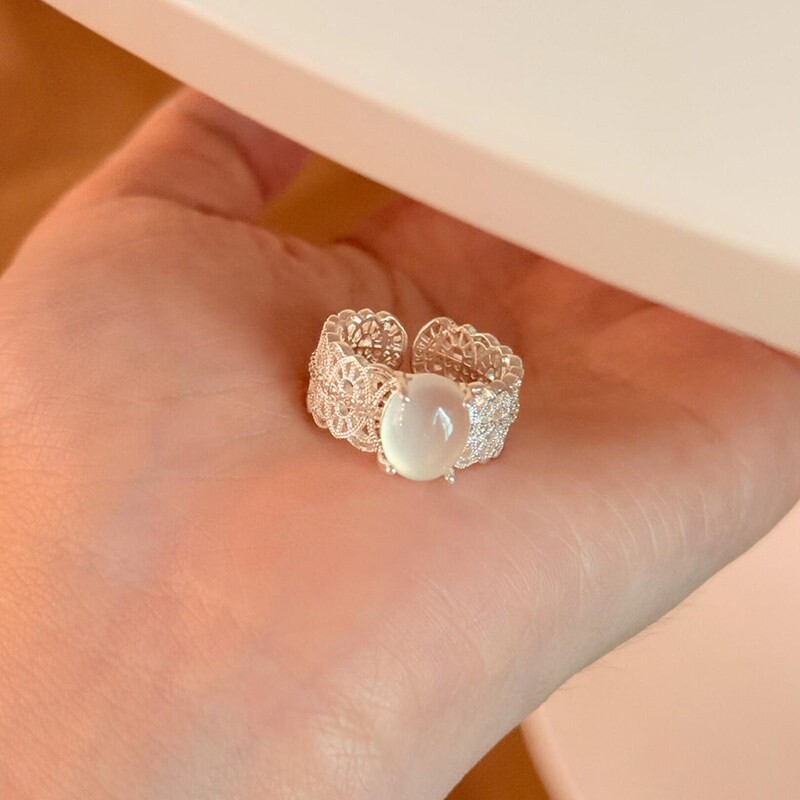 法式蕾丝仿玉髓食指戒优雅百搭