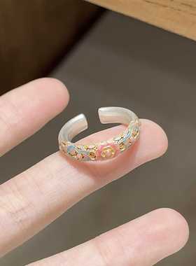 国风新中式珐琅金色戒指重工轻奢戒指精致古风配饰2025新款爆款