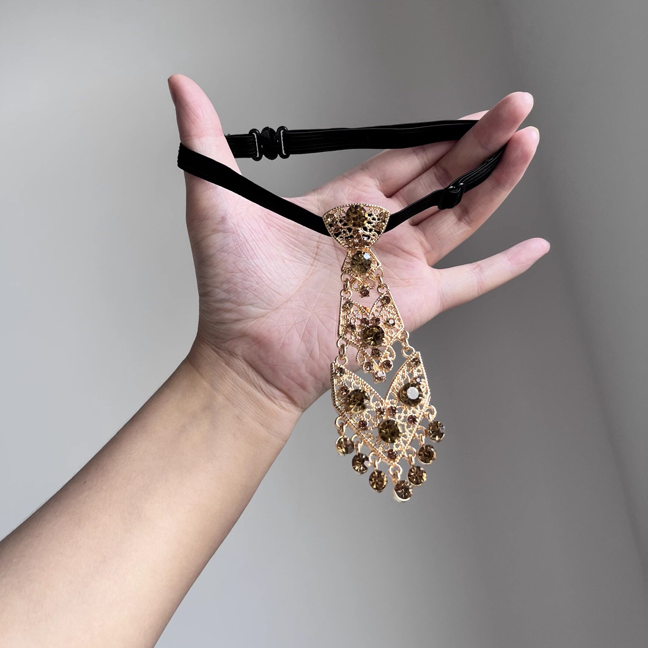 金色水钻小领带领结男女闪亮水晶结婚礼服西服装镶钻配饰复古韩版