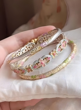 新中式复古精致手工珐琅彩手镯女2025新款气质时尚精致百搭送礼物