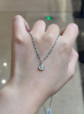 贝壳绿珠轻奢小众项链2026新款