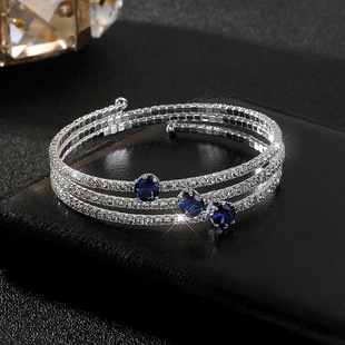「满目星河」克莱因蓝锆石多层缠绕手镯银色爆闪轻奢气质精致手饰