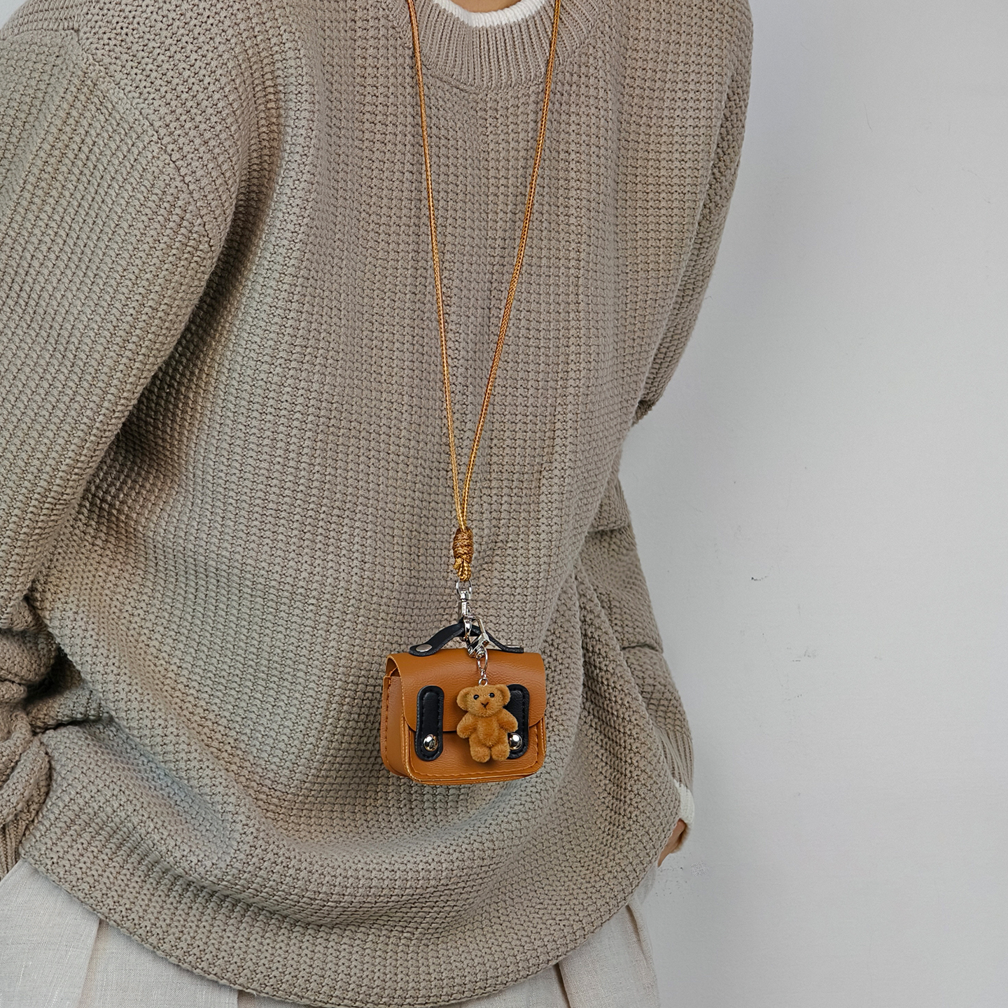 韩国进口美拉德皮质小熊项链