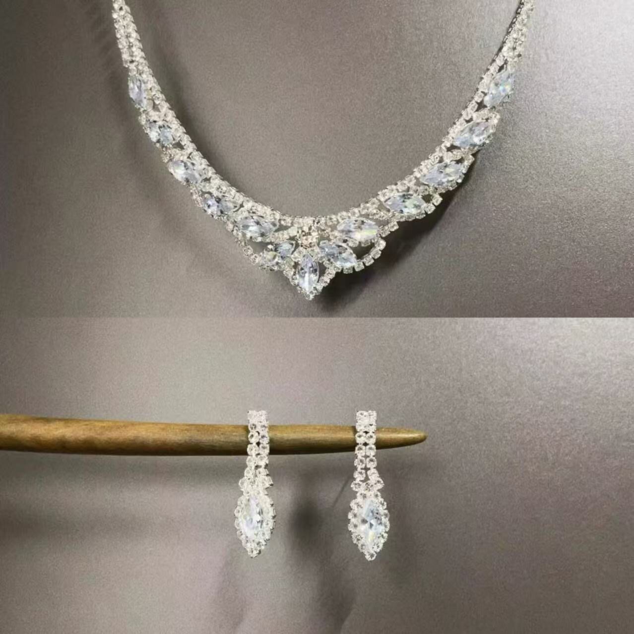 新娘项链女高级感轻奢小众满钻流苏耳环锁骨链颈链礼服套装配饰女 - 淘宝联盟商品