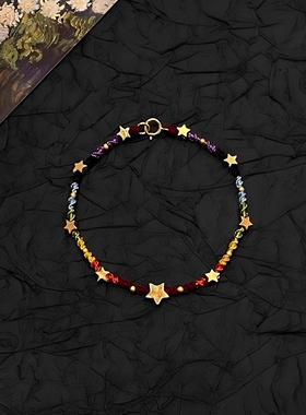 「彩虹满天星」新中式彩虹小星星编绳手链多巴胺女心五彩手绳手饰