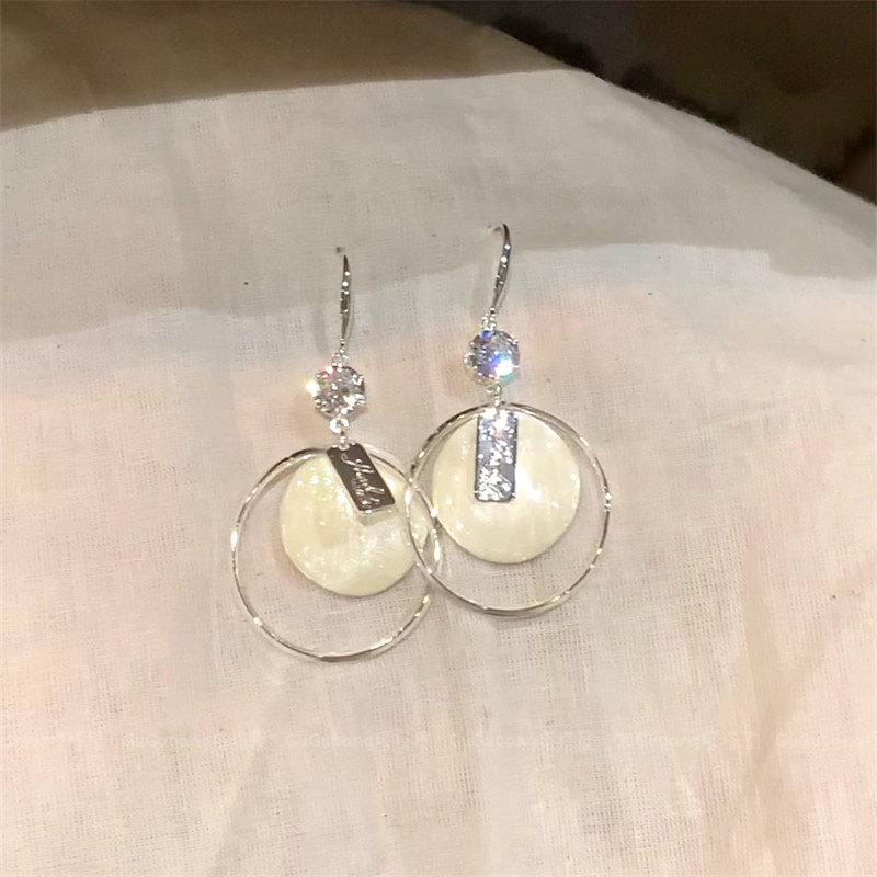 「银环揽月」新中式清冷感银色圆环吊牌耳环巨好看小众设计感耳饰
