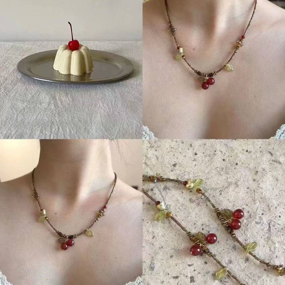 樱桃项链小众设计配饰