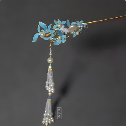 新中式竹节流苏发簪高级感气质国风复古发钗汉服马面裙头饰发饰女