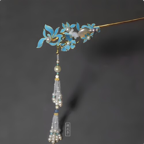 新中式竹节流苏发簪高级感气质国风复古发钗汉服马面裙头饰发饰女