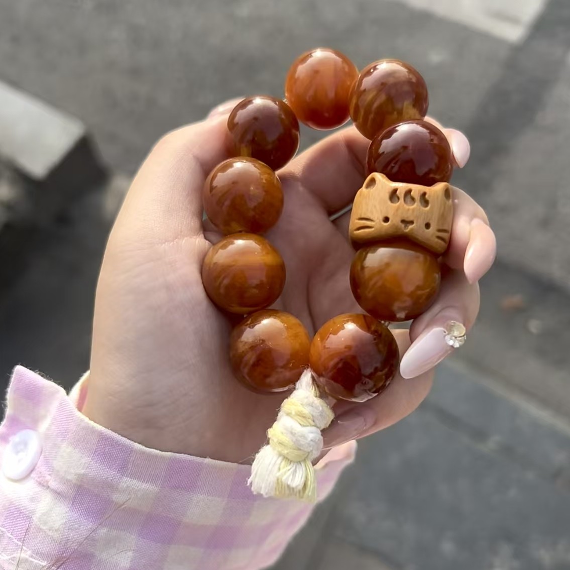 招财猫铃铛可爱串珠手链