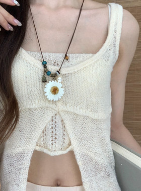 夏日花信~花朵串珠项链女新中式长款吊坠小众设计2026新款配饰品
