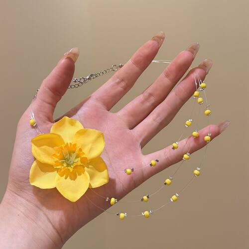 【浪漫格桑花】甜美黄色花朵串珠项链女小众设计甜美百搭锁骨链