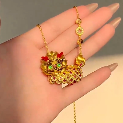 钱币麒麟吊坠项链国风可爱轻奢高级萌趣时尚高颜值精致百搭锁骨链