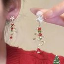 彩色圣诞树耳环女满钻粉色可爱雪人高颜值百搭耳钉小众感精致星星