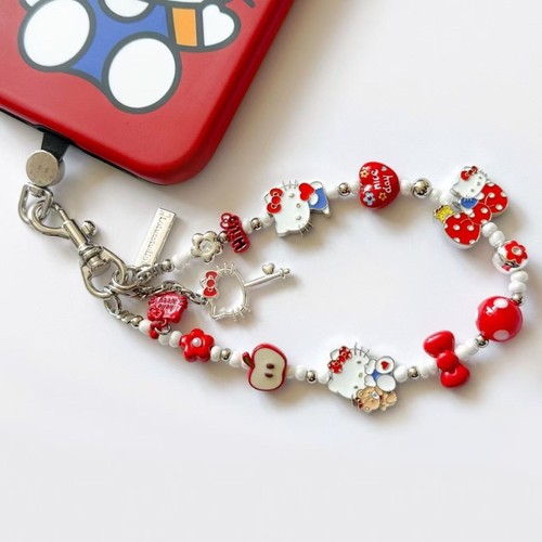 Kitty猫手机链串珠挂绳挂饰ccd相机包包手挂绳件复古风百搭手链条