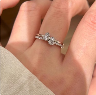 爆闪精致双生小葫芦戒指女小众设计轻奢高级感2025新爆款指环叠戴