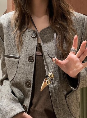 波西米亚风象牙造型项链女2025新款小众高级感长款毛衣链配饰潮