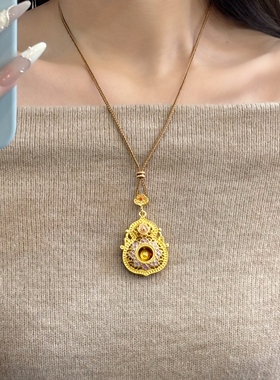 【璃葫】2026新品民族风花丝葫芦吊坠女毛衣链挂坠国潮风项链女装