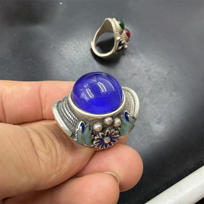 复古古风变色宝石戒指温感变色