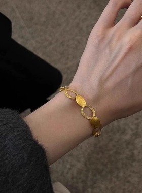 黄金色拉丝光环手链女小众设计轻奢高级感时尚精致贵气名媛手饰品