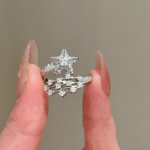 千金感爆闪银色彗星戒指女新款轻奢高级感小众设计食指戒复古指环