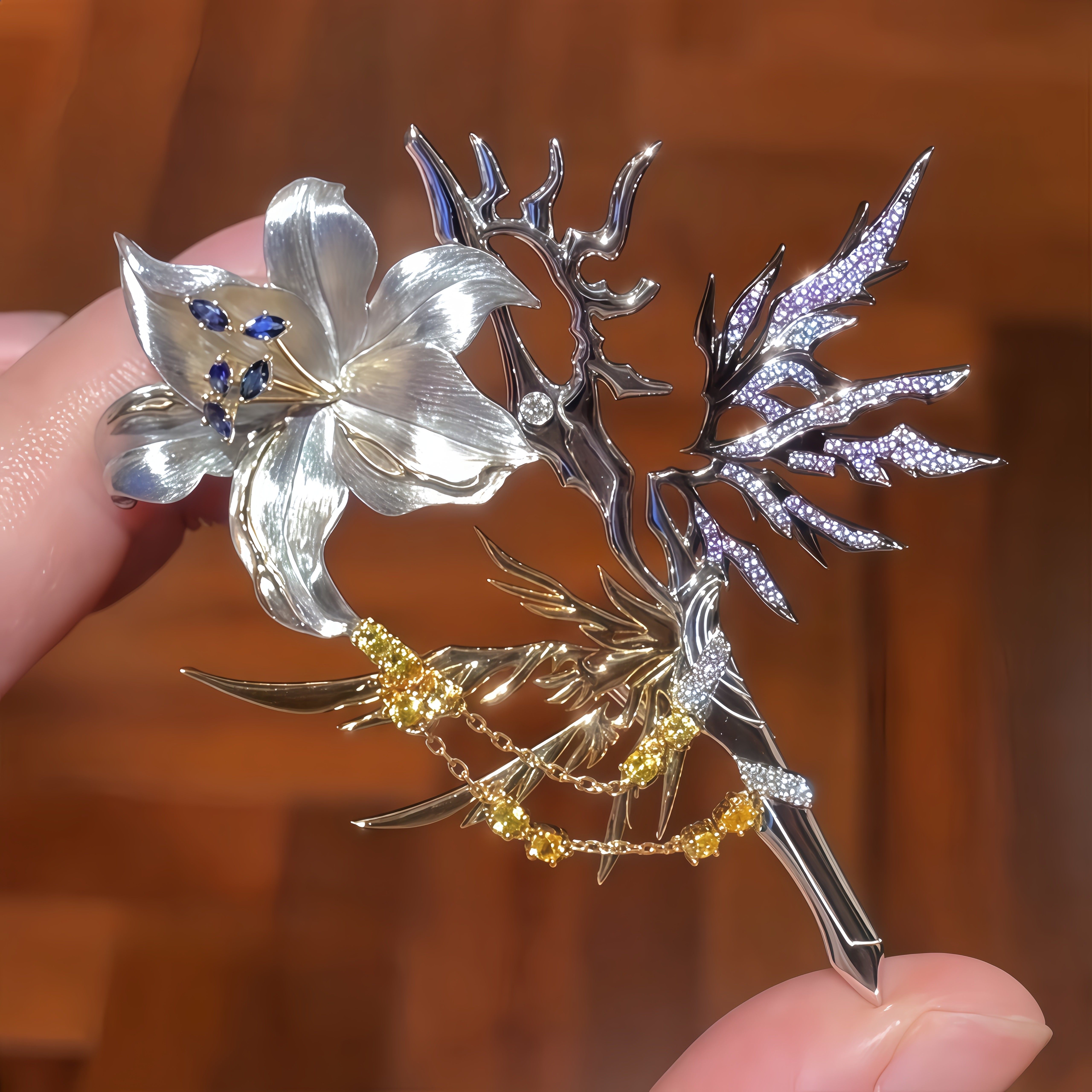 崩铁厄敌衍生染血百合胸针拉丝立体设计感轻奢高级感游戏角色周边,模玩/动漫/周边/娃圈三坑/桌游,动漫手表/项链/饰品,淘宝优惠券,粉丝福利购,淘宝优惠卷