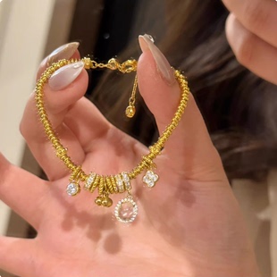 「富家千金」新中式四叶草金色盘缠手链精致复古龙心同款气质手饰