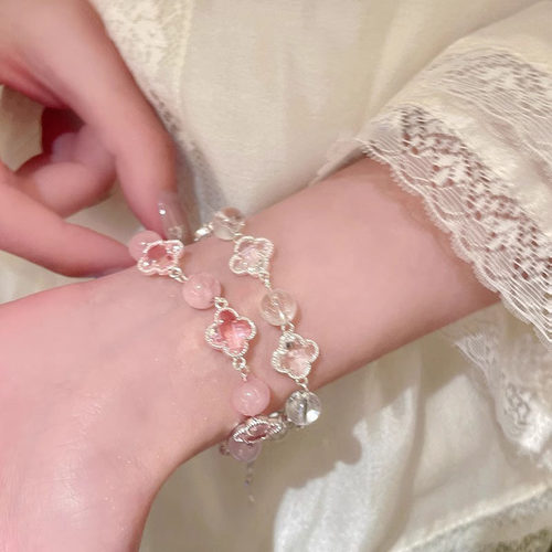 清冷感水晶串珠手链女ins风小众高级百搭手镯时尚气质抽拉式手饰