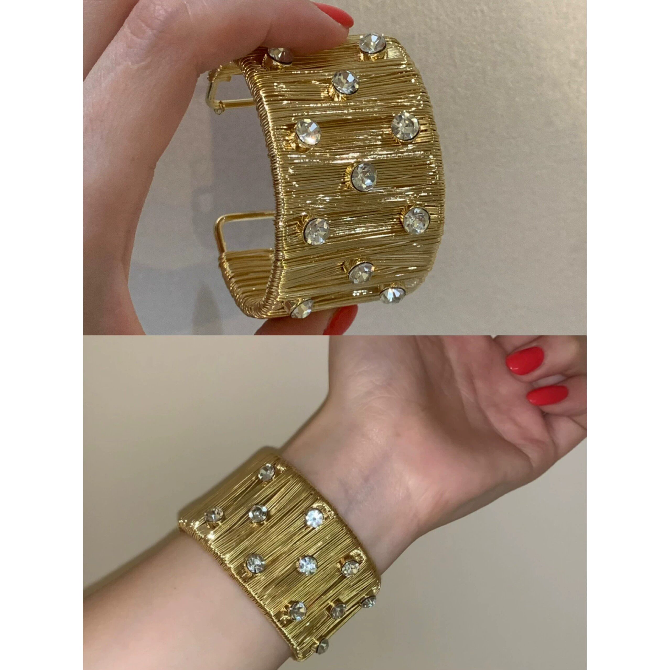 古早辣妹!爆闪夸张手镯女小众vintage复古高级感金色欧美风手环