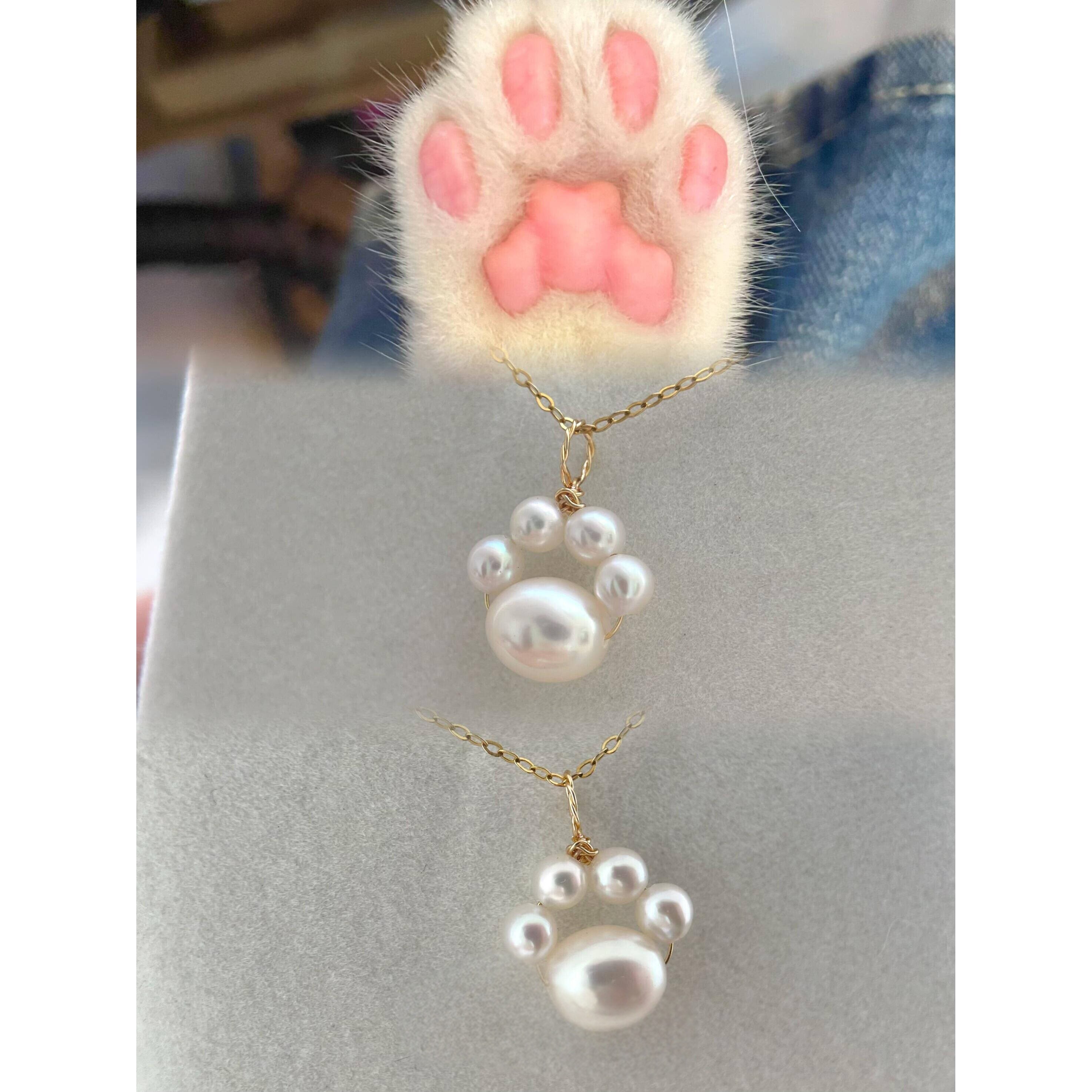 「喵爪衔珠」甜美可爱猫爪珍珠吊坠项链小众设计感精致温柔锁骨链