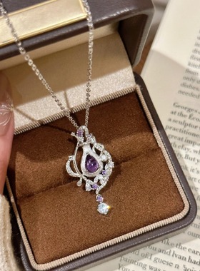 梦幻【香水瓶】紫色配合香水瓶吊坠项链女2025新款轻奢名媛锁骨链